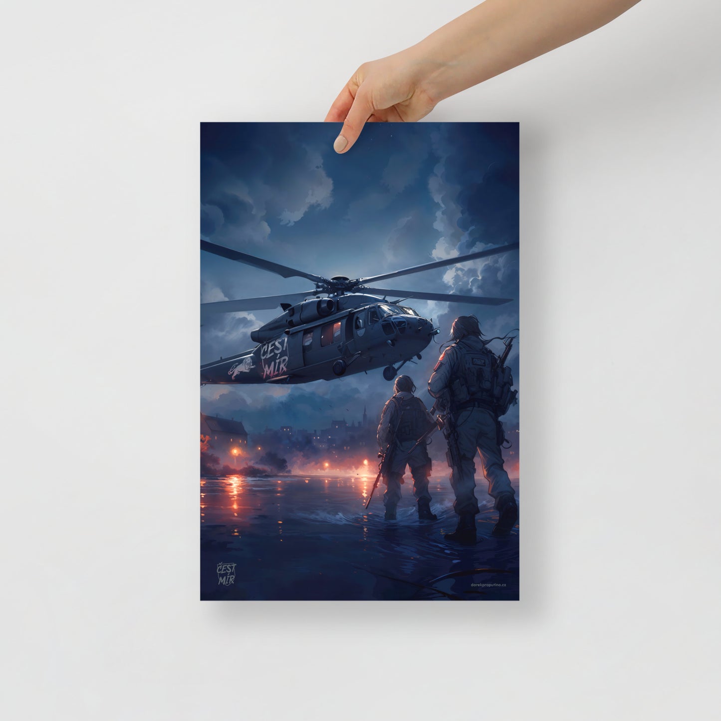 Landing in a storm poster