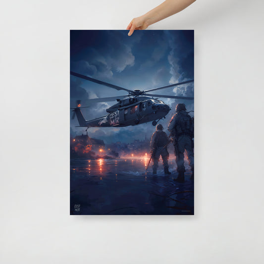 嵐の中のポスター着陸